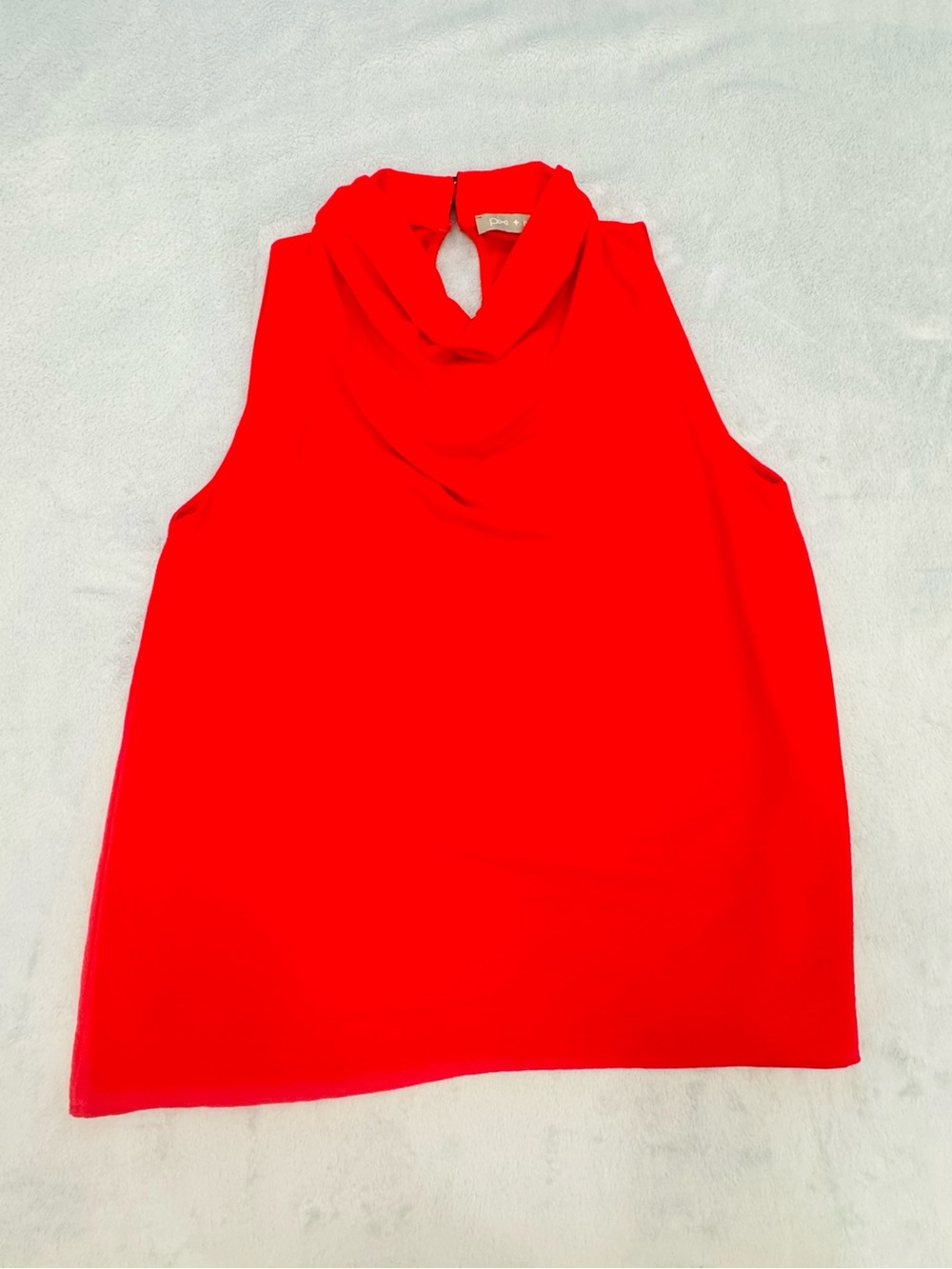Sleeveless Red Cowl Neck Women's Top